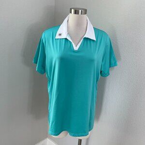 Tail Womens Plus XXL Teal Golf Polo Shirt Top Short Sleeve Activewear‎ Stretch